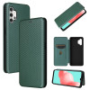 Чехол-книжка Carbon Fiber Texture на Samsung Galaxy A32 4G- зеленый