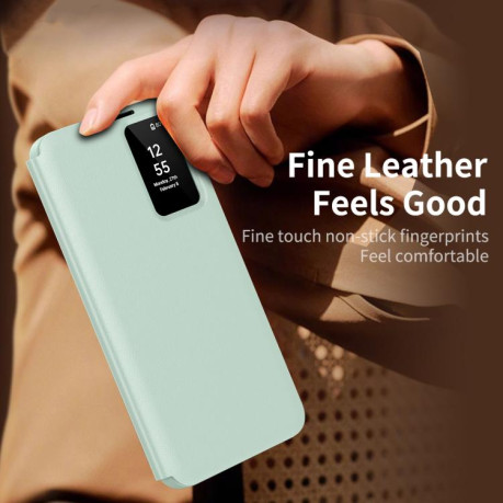 Чехол-книжка Smart View Window Leather на Samsung Galaxy S25 Ultra 5G - зеленый