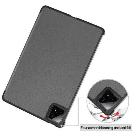 Чехол Custer Texture Three-folding Sleep/Wake-up для Xiaomi Pad 7 / 7 Pro- черный - серый