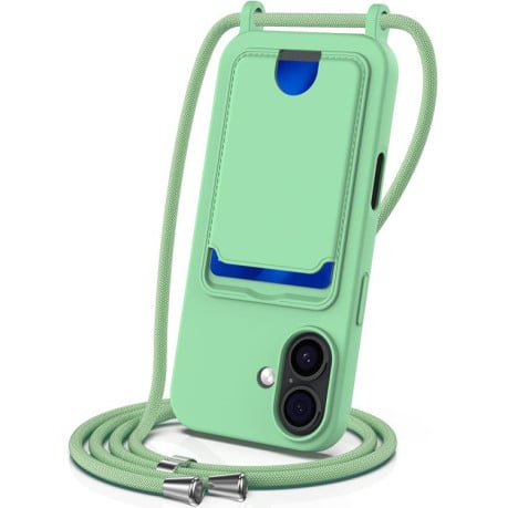 Силиконовый чехол Integrated Card Bag Solid Color Liquid Silicone на iPhone 17 - зеленый