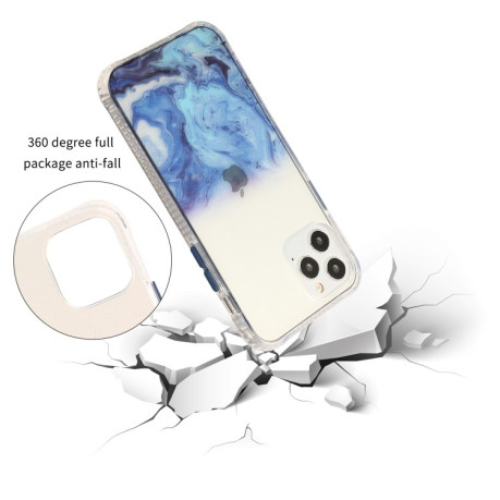 Противоударный чехол Marble Pattern Glittery Powder на iPhone 12/12 Pro  - синий