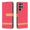 Чехол-книжка Color Matching Denim Texture на Samsung Galaxy S24 Ultra 5G - красный