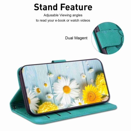 Чехол-книжка Lily Embossed Leather для Samsung Galaxy A25 5G - зеленый