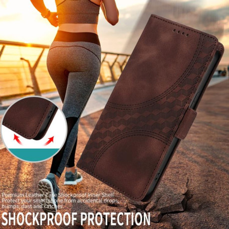 Чехол-книжка Embossed Rhombus Starry Leather для Xiaomi Redmi Note 14 4G 164.84mm - коричневый