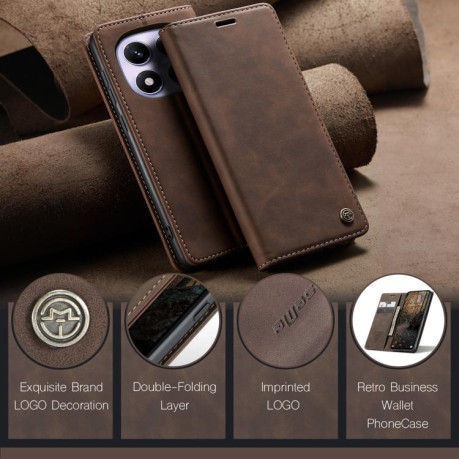 Чехол-книжка CaseMe-013 Multifunctional на Xiaomi Redmi Note 14 Pro 4G Global - кофейный