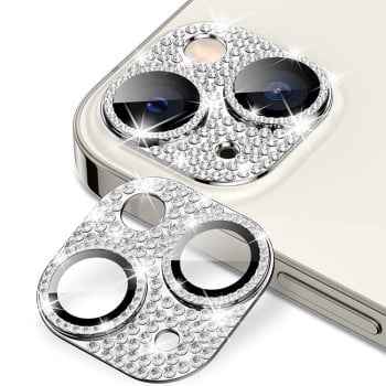 Захисне скло на камеру ENKAY Hat-Prince Blink Diamond Camera Lens Aluminium Alloy для iPhone 15 / 15 Plus - сріблясте