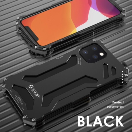 Противоударный металлический чехол R-JUST Armor Metal на iPhone 12/12 Pro - черный