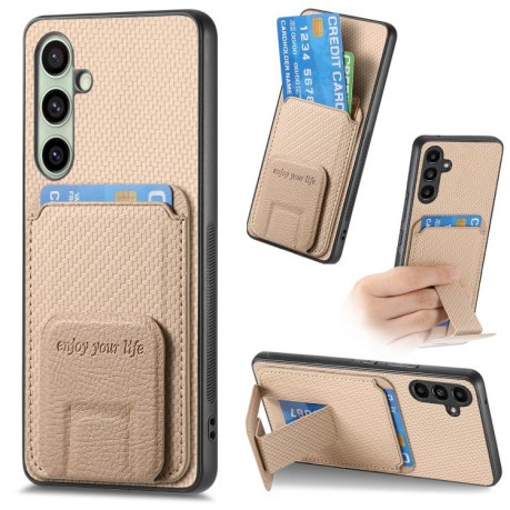 Противоударный чехол Carbon Fiber Card Bag для Samsung Galaxy A56 5G - хаки