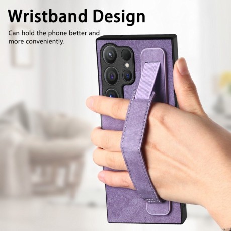 Протиударний чохол Wristband Leather Back для Samsung Galaxy S24 Ultra 5G - фіолетовий