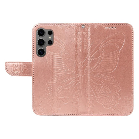 Чохол-книжка Swallowtail Butterfly Embossed Leather  для Samsung Galaxy S25 Ultra 5G - рожеве золото