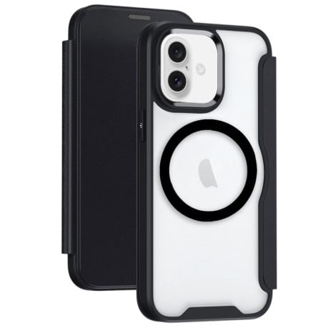 Чехол-книжка RFID Blocking Adsorption Flip MagSafe Leather на iPhone 16 - черный