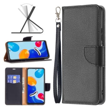 Чехол-книжка Litchi Texture Pure Color на Xiaomi Redmi Note 12S 4G / Note 11 - черный