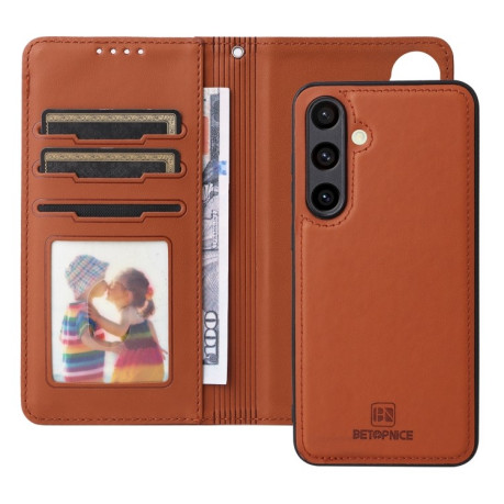 Чохол-книжка BETOPNICE BN-005 2 in 1 Detachable Imitate Genuine Leather для Samsung Galaxy S24 FE 5G - коричневий