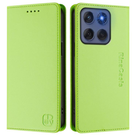 Чехол-книжка RC01 Dual-Folded Magnetic Suction RFID Leather на Motorola Edge 5G 2025 / Edge 60 Fusion - зеленый