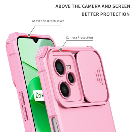 Протиударний чохол Stereoscopic Holder Sliding для Realme C35 - рожевий