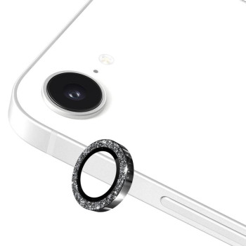 Защитное стекло ENKAY Hat-Prince Glitter Rear Camera Lens Aluminium для iPhone 16e - черное