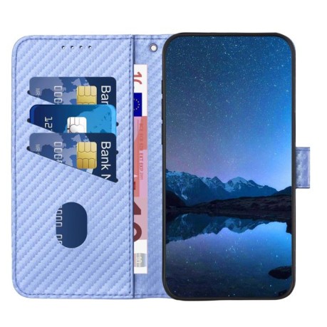 Чехол-книжка Carbon Fiber Texture на Realme GT7 Pro  - фиолетовый