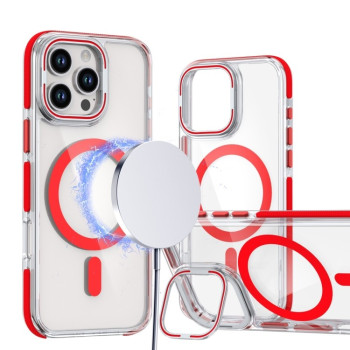 Чехол Dual-color MagSafe TPU Hybrid для iPhone 16 Pro - красный