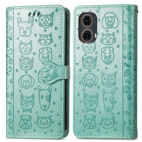 Чехол-книжка Cat and Dog для Motorola Moto G85 - зеленый