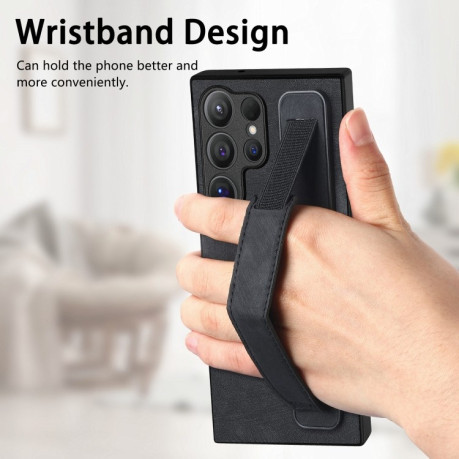Протиударний чохол Wristband Leather Back для Samsung Galaxy S24 Ultra 5G - чорний