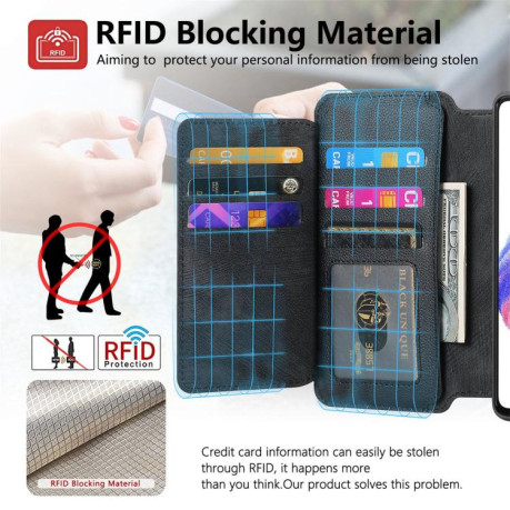 Чохол-книжка CaseNeo MagSafe RFID Anti-theft Zipper Wallet Retro Leather для Realme GT 7 Pro - чорний