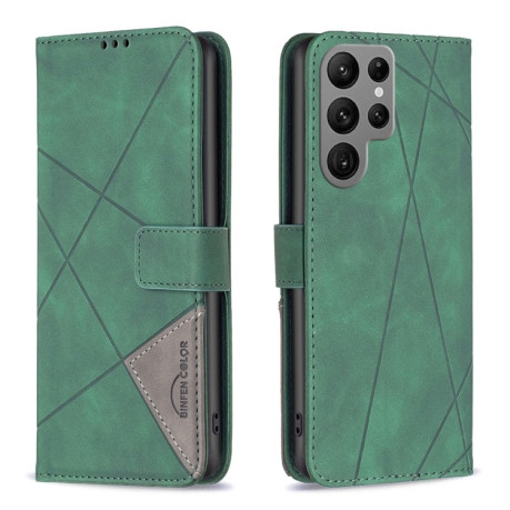 Чехол-книжка Rhombus Texture для Samsung Galaxy S25 Ultra 5G - зеленый