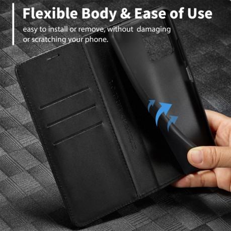 Чехол-книжка LCIMEEKE Carbon Fiber для Xiaomi Redmi Note 13 4G - Black