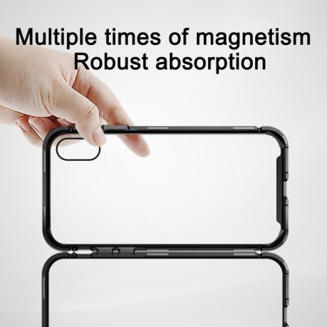 Магнитный чехол Baseus Metallic Frame + Temperped Glass Rear Cover Magnetic Care  на iPhone XS Max-черный