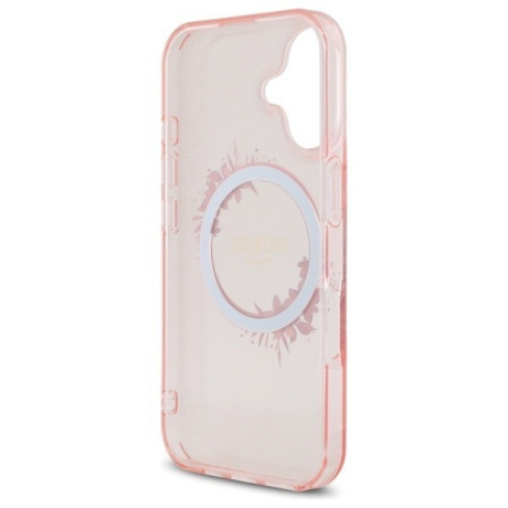 Оригинальный чехол Guess IML Flowers Wreath MagSafe для iPhone 16 - Pink