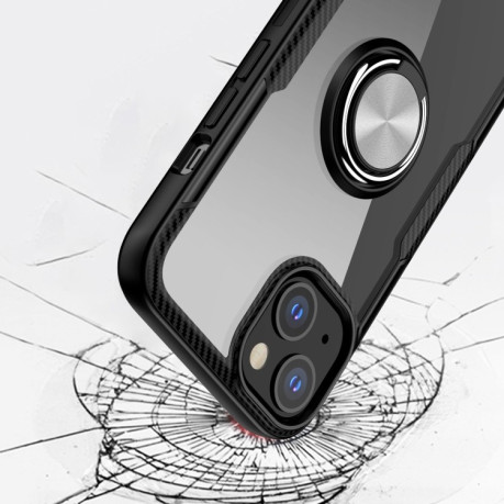 Противоударный чехол Acrylic Ring Holder на iPhone 14/13 - черный