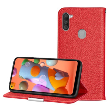 Чехол-книжка Litchi Texture Solid Color на Samsung Galaxy A11/M11 - красный