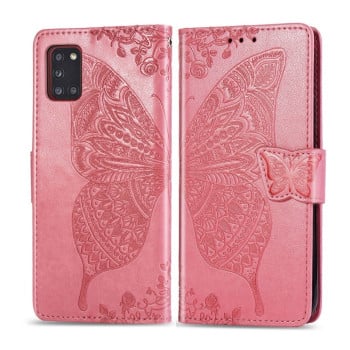 Чехол-книжка Butterfly Love Flower Embossed на Samsung Galaxy A31 - розовый