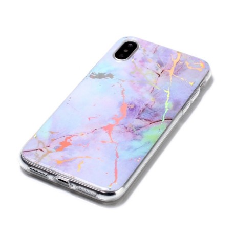 Чехол Color Plated Marble на iPhone XR-голубой