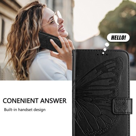 Чехол-книжка Embossed Butterfly для Infinix Smart 8 Plus / Smart 8 Pro - черный