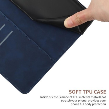 Чехол-книжка Stitching Embossed Leather для Motorola Edge 60 - синий