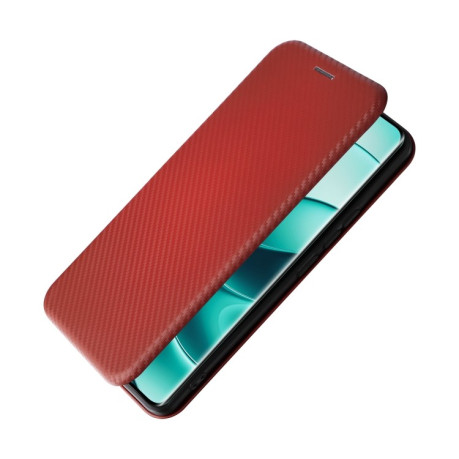 Чехол-книжка Carbon Fiber Texture на Xiaomi Redmi Note 14 Pro 4G Global - коричневый