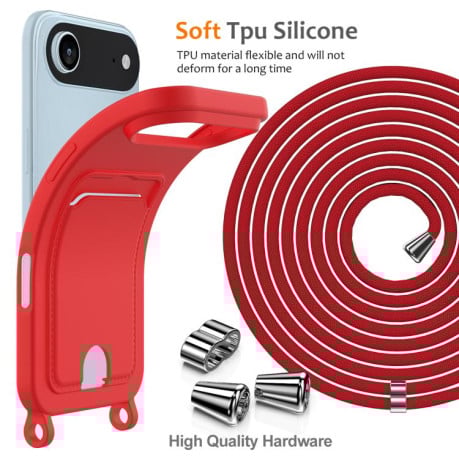 Силиконовый чехол Integrated Card Bag Solid Color Liquid Silicone на iPhone Air - красный