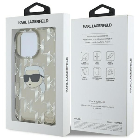 Оригинальный чехол Karl Lagerfeld IML Karl Head Electroplated для iPhone 16 Pro Max - Black