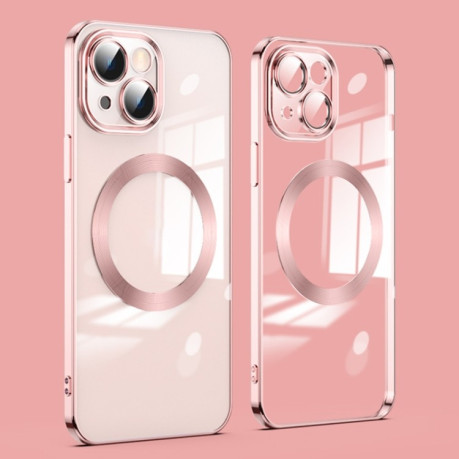 Противоударный чехол Lens MagSafe для  iPhone 14 Plus - розовое золото