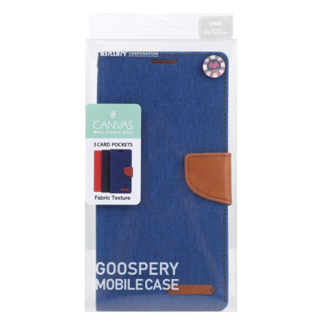 Чехол-книжка GOOSPERY CANVAS DIARY для Samsung Galaxy S22 Ultra 5G - синий