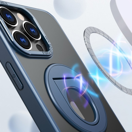 Ударозащитный чехол Metal Ring Holder 360 Degree Rotating на iPhone 15 Pro - синий