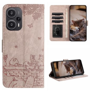 Чехол-книжка Cat Embossing Pattern на Xiaomi Poco F5 - серый