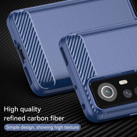 Противоударный чехол Brushed Texture Carbon Fiber на Xiaomi Redmi Note 12S - синий
