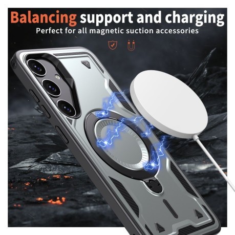 Протиударний чохол MagSafe Holder Armor PC Hybrid для Samsung Galaxy S24 FE 5G - сірий