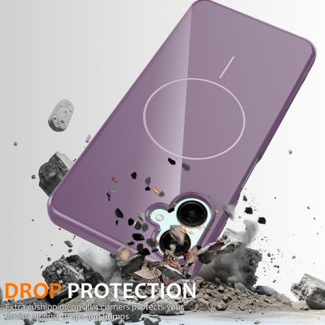 Противоударный чехол Glossy TPU Shockproof MagSafe на Samsung Galaxy M06 5G - фиолетовый