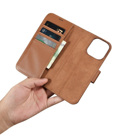 Кожаный чехол-книжка iCarer Wallet Case 2in1 для iPhone 14 Pro Max - коричневый