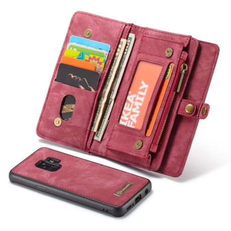 Кожаный чехол-кошелек CaseMe на Samsung Galaxy S9+/G965 Detachable Multifunctional -красный