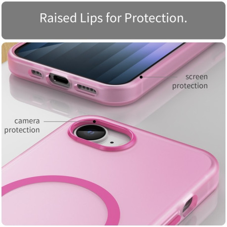 Противоударный чехол MagSafe Frosted Translucent TPU + PC для iPhone 16e - розовый