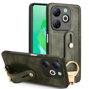 Противоударный чехол Wristband Leather Back для Infinix Smart 8 - зеленый