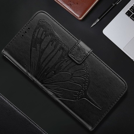 Чехол-книжка Embossed Butterfly для Realme GT 6T 5G Global - черный